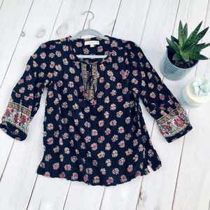 Loft Navy Peasant Top